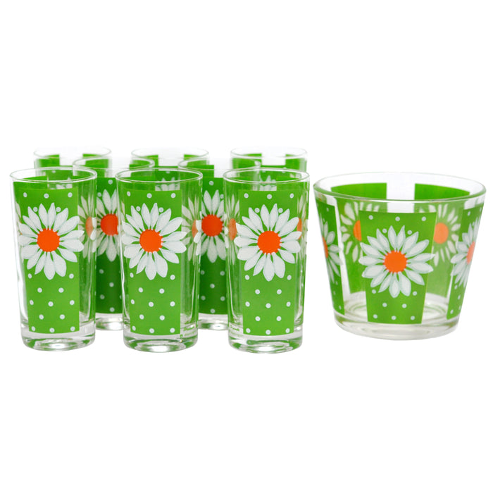 Vintage Pasinski White Daisy Ice Bucket Cocktail Set Pattern  | The Hour Shop