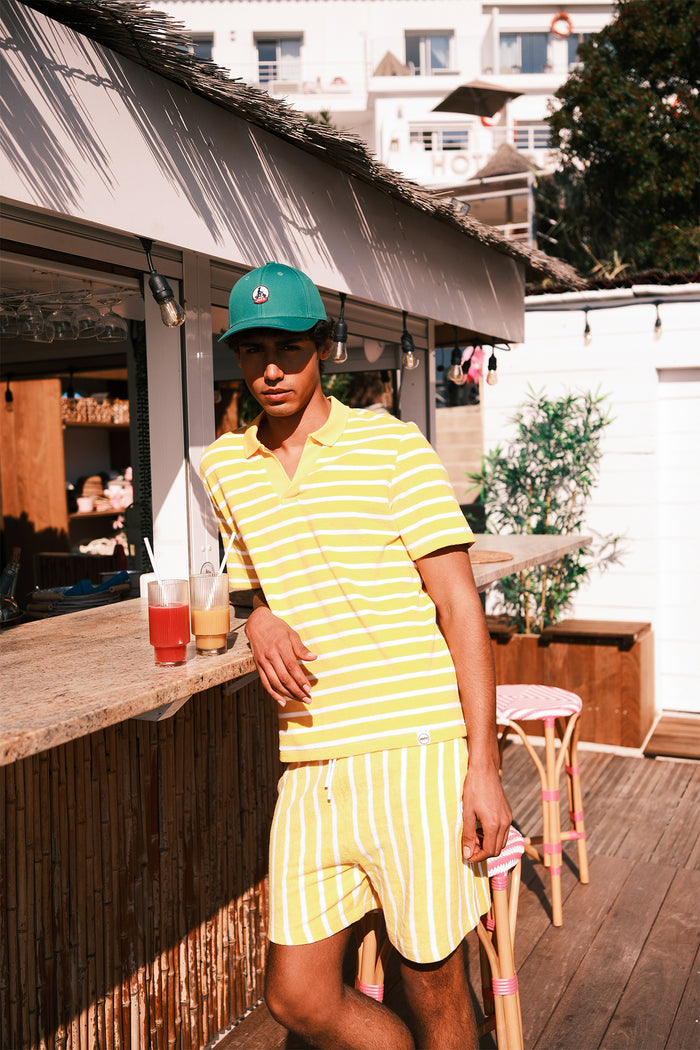 Polo éponge manches courtes Jaune abeille rayé Buggy stripe