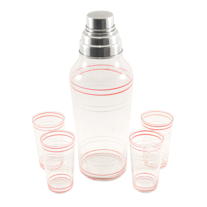 Vintage Red and White Rings Cocktail Shaker Set | The Hour Shop