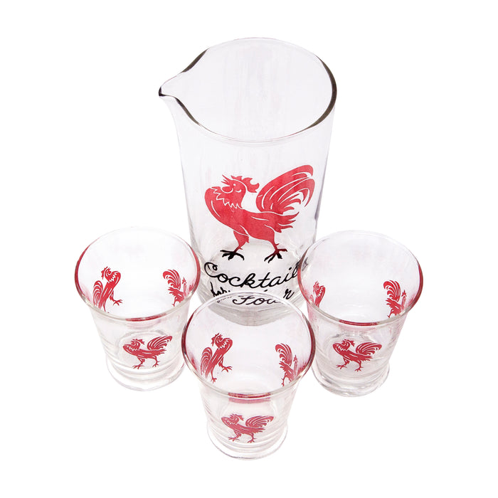Vintage Red Rooster Cocktail Pitcher Set Top | The Hour Shop