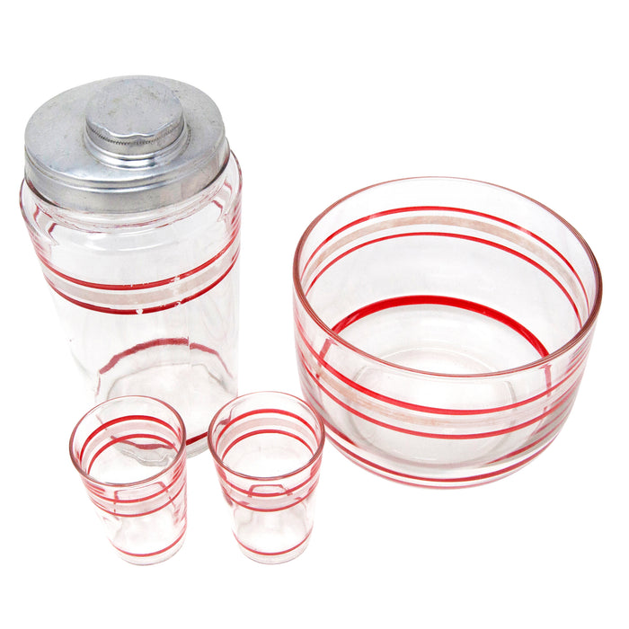 Vintage Red & White Stripe Cocktail Shaker Set Top | The Hour Shop