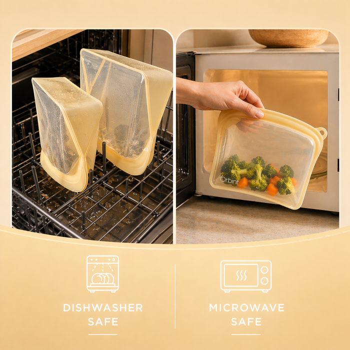 Reusable Silicone Food Storage Bags – Leakproof Freezer Bags  20oz - White