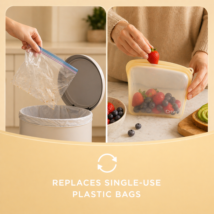 Reusable Silicone Food Storage Bags – Leakproof Freezer Bags  20oz - White