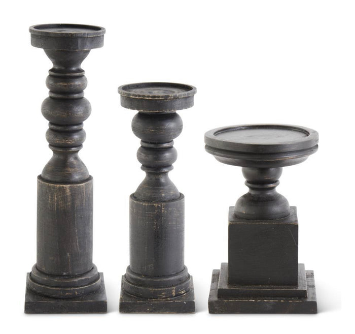 Set of 3 Black Candlesticks