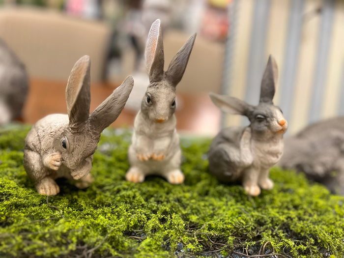 Set of 3 Gray and White Baby Bunnies