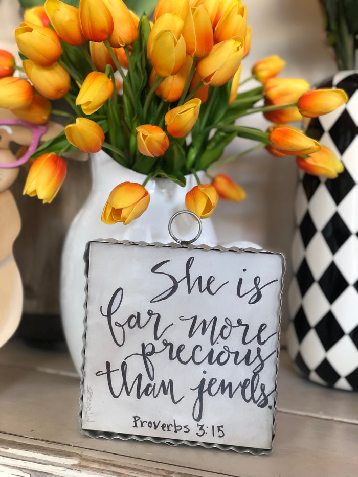 "She is Far More Precious than Jewels" Galvanized Framed Mini Pic