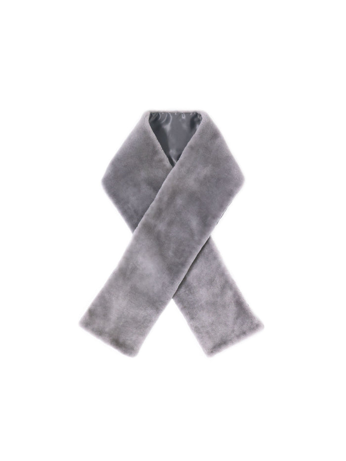 Sheared Shearling Scarf in Grey