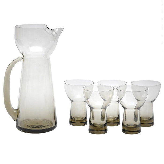 MCM Smoke Glass Cocktail Pitcher Set, The Hour Shop