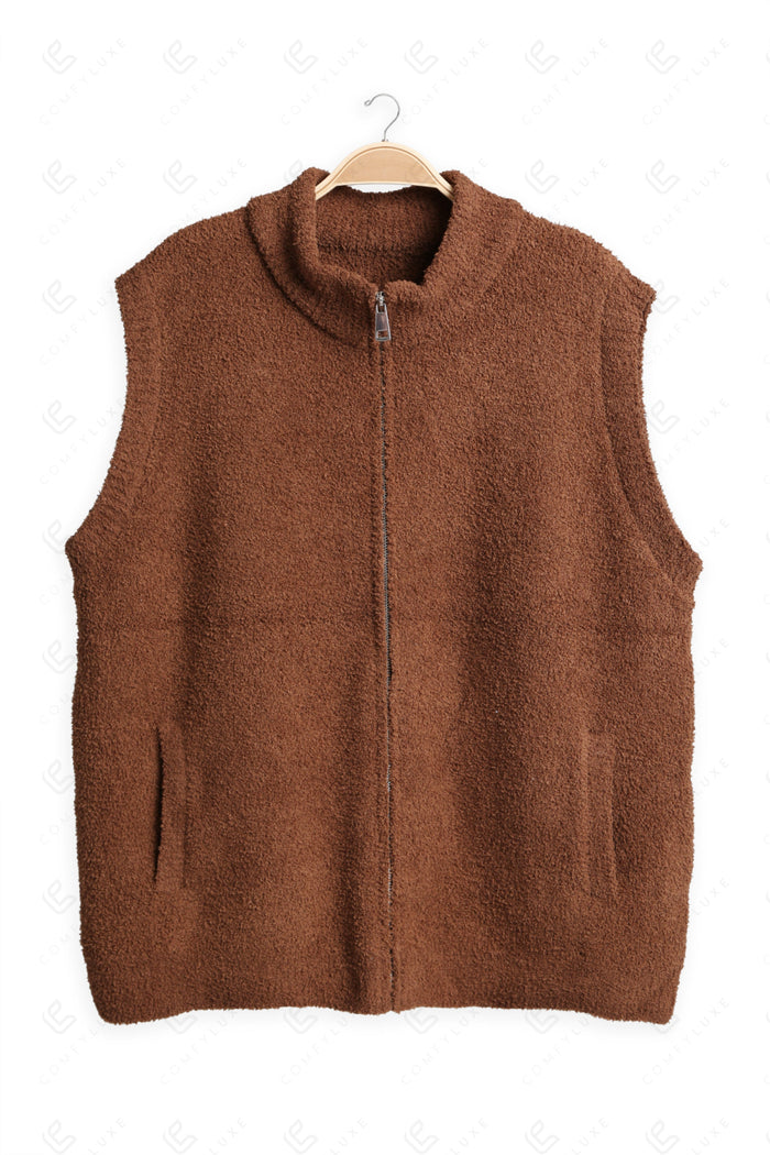 SOLID COLOR VEST MOCHA APPAREL
