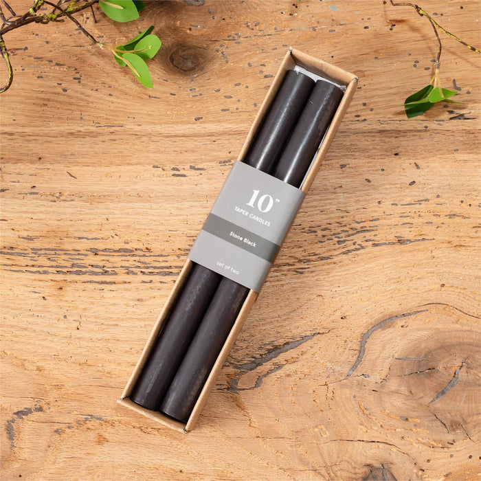 Stone Black Taper Candle