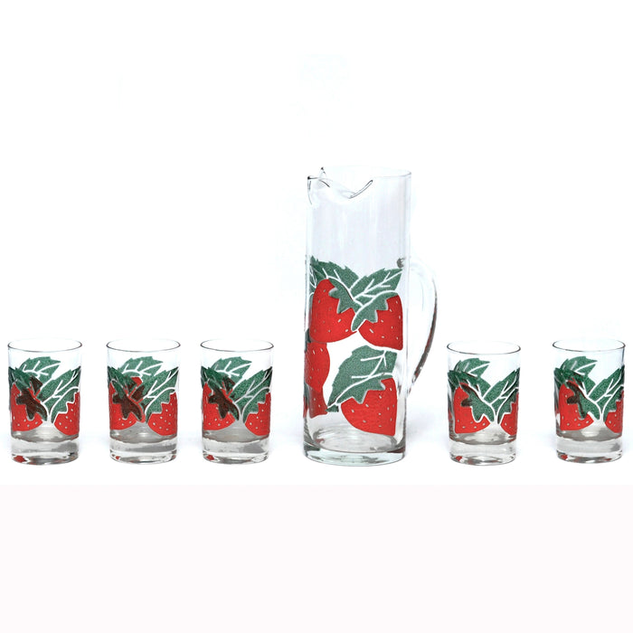 Vintage Glass Strawberry Cocktail Pitcher Set, The Hour Shop