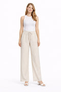 STRIPED PATTERN LINEN PANTS - 6 pc pack