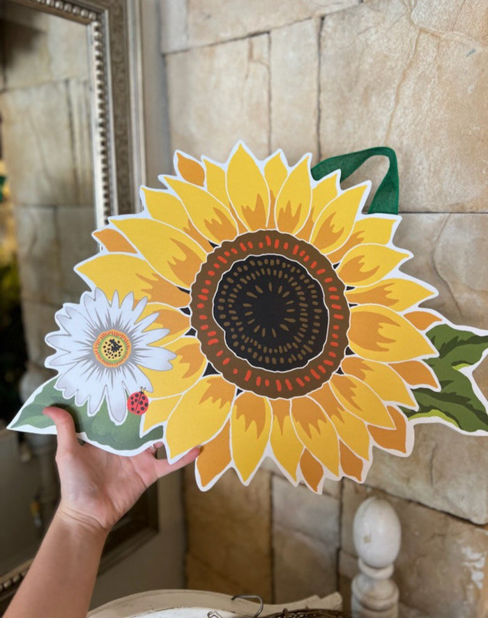 Sunflower Door Hanger in Yellow, White, and Green