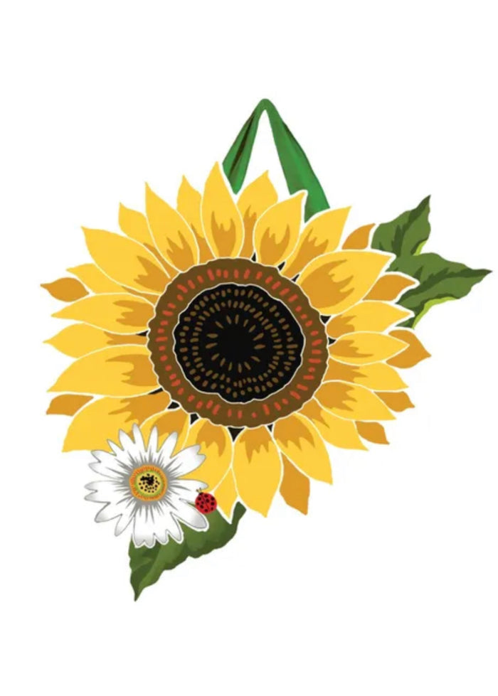 Sunflower Door Hanger in Yellow, White, and Green