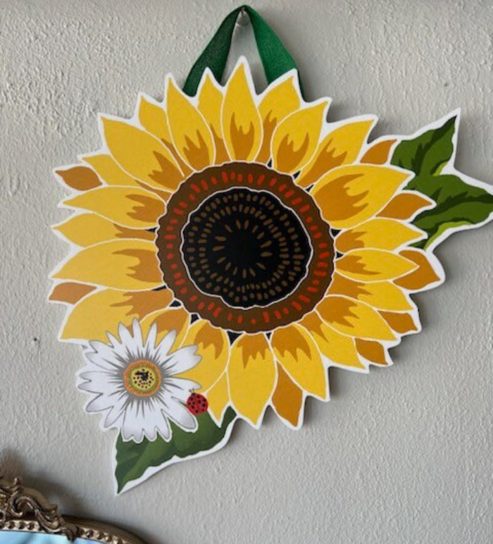 Sunflower Door Hanger in Yellow, White, and Green