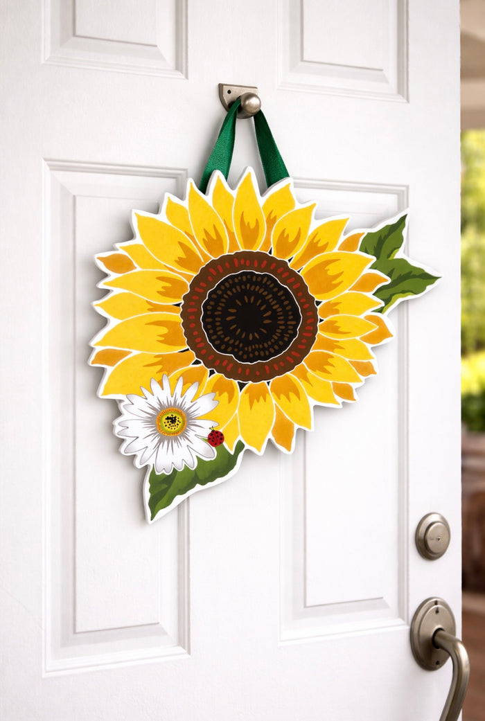 Sunflower Door Hanger in Yellow, White, and Green