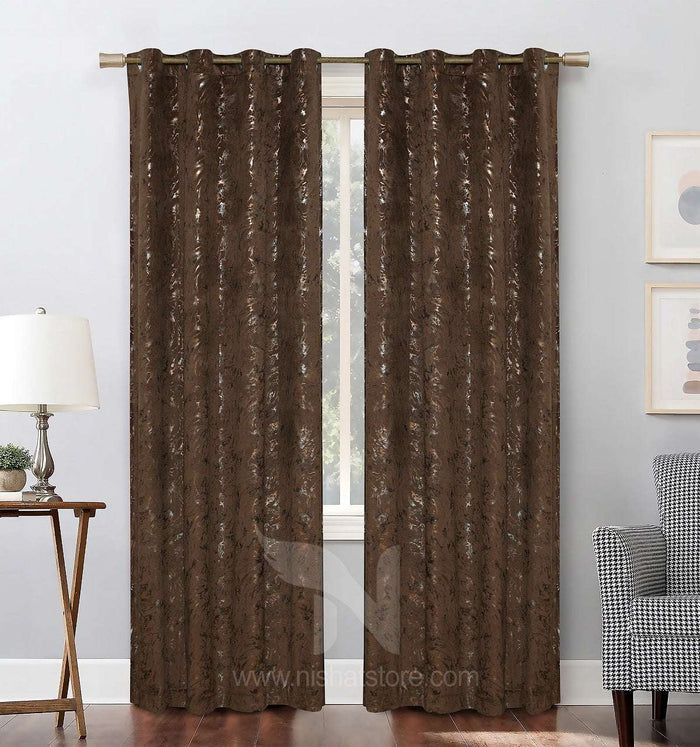 Texture Velvet Curtains Pack of 2 Design  073 - Nishat Creative Store