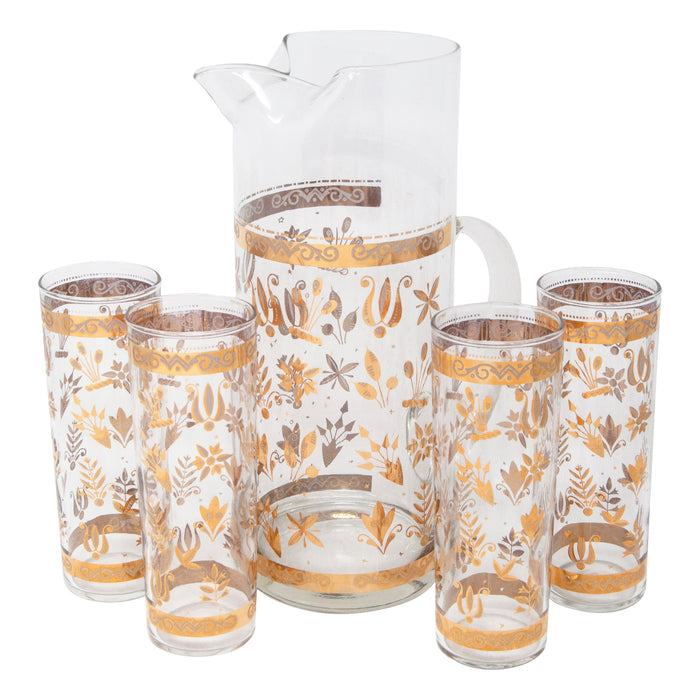 Vintage Textured Gold Leaf Cocktail Pitcher Set | The Hour Shop