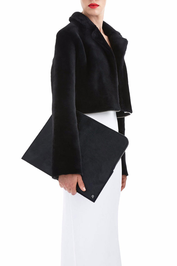 Fur Laptop Pouch in Black
