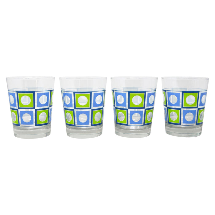 The Modern Home Bar Blue and Green Square Peg Old Fashioned Glasses Pattern |The Hour Shop