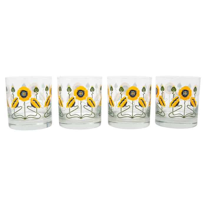 The Modern Home Bar Golden Poppy Rocks Glasses Pattern | The Hour Shop