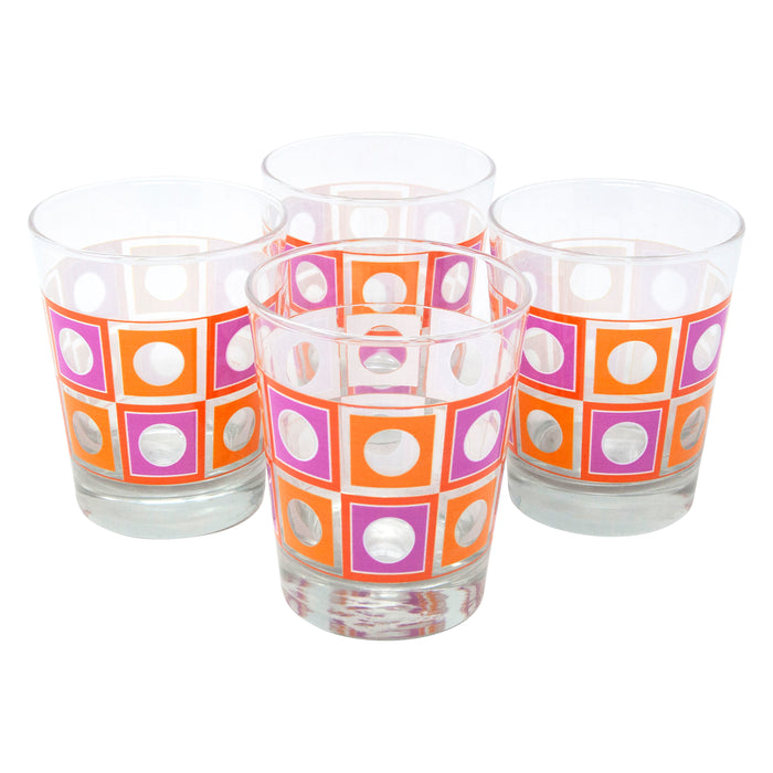 The Modern Home Bar Orange and Pink Square Peg Old Fashioned Glasses | The Hour Shop