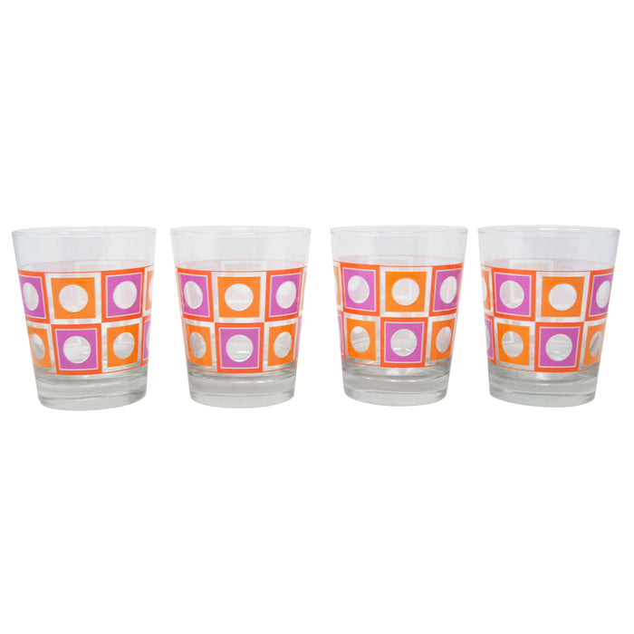 The Modern Home Bar Orange and Pink Square Peg Old Fashioned Glasses Pattern | The Hour Shop