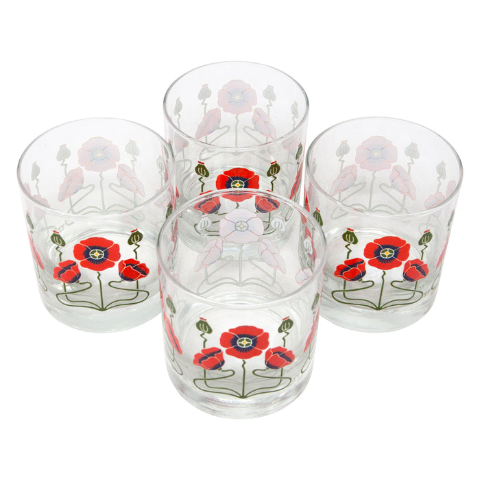 The Modern Home Bar Red Poppy Rocks Glasses Top | The Hour Shop