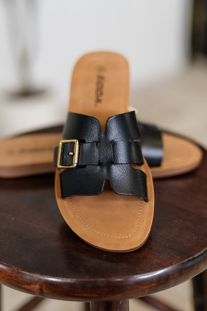 Torvi Black Slip on Sandals