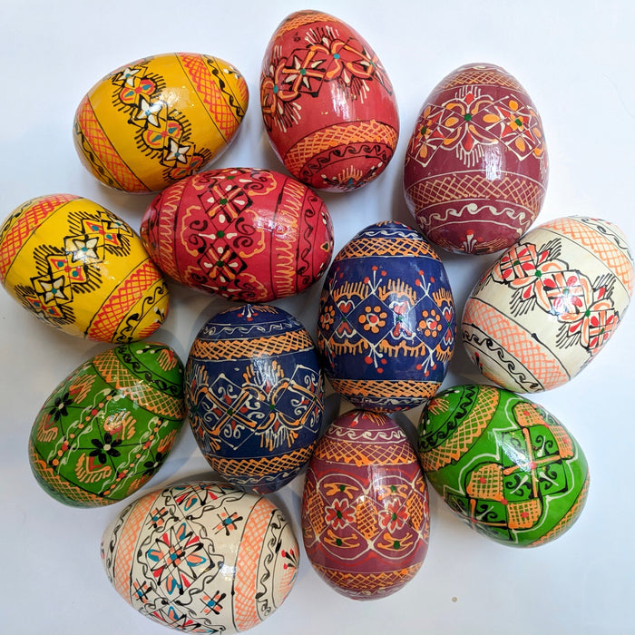 Ukrainian Hand Painted Wooden Eggs-Large