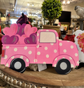 Valentines Loads of Love Pink Polka Dot Truck Metal Stake with Attached Easel