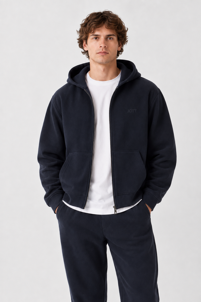 Veste zippée oversize à capuche Bleu nuit Vahe