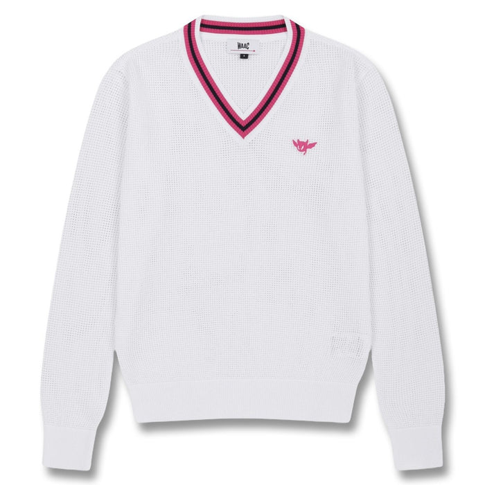 WAAC Mesh V-Neck Golf Sweater White - FW24 Women