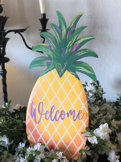 Welcome Pineapple Metal Outdoor Stake Summer Outdoor Stake