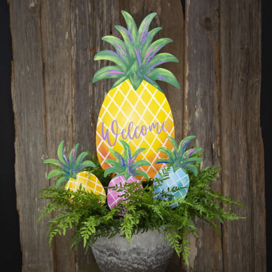 Welcome Pineapple Metal Outdoor Stake Summer Outdoor Stake