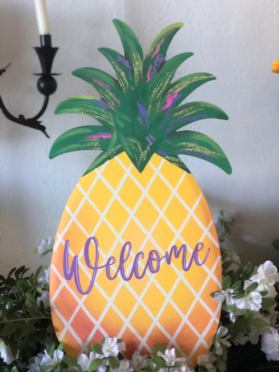 Welcome Pineapple Metal Outdoor Stake Summer Outdoor Stake