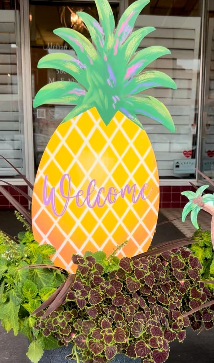 Welcome Pineapple Metal Outdoor Stake Summer Outdoor Stake