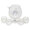 Vintage West Virginia Glass Iridescent Pedestal Cocktail Pitcher Set | The Hour Shop