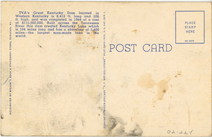 Western Kentucky Gigantic Dam Large Letter Vintage Postcard (unposted) - Vintage Postcard Boutique