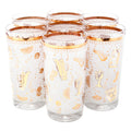 Vintage White & Gold Cocktail Motif Collins Glasses | The Hour Shop