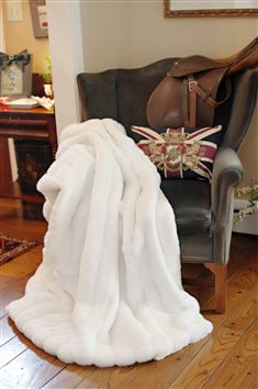 White Mink Faux Fur Throw 60”x72”