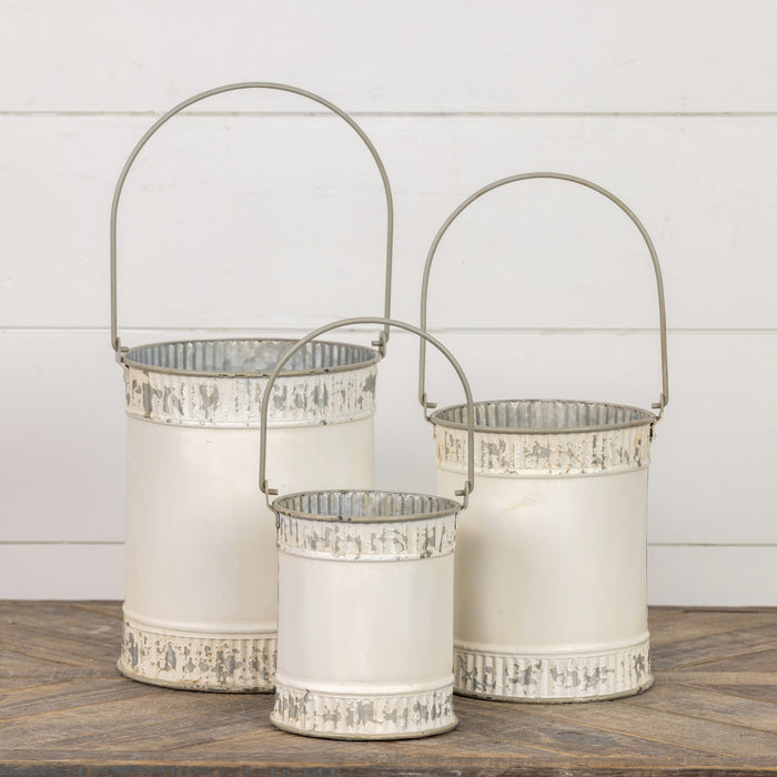 White & Silver Metal Bucket